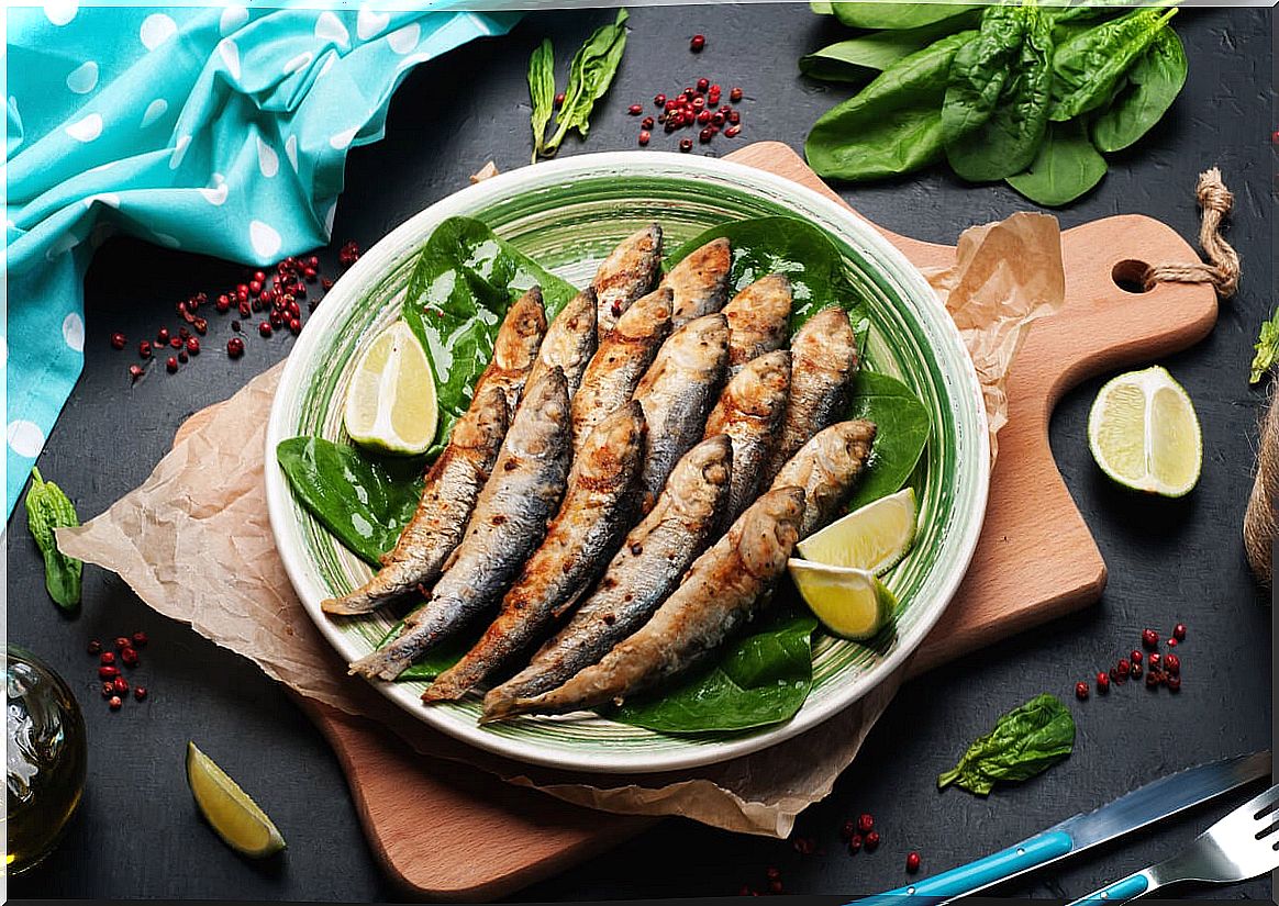 Plate of sardines.