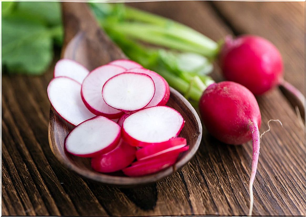 Radish slices.