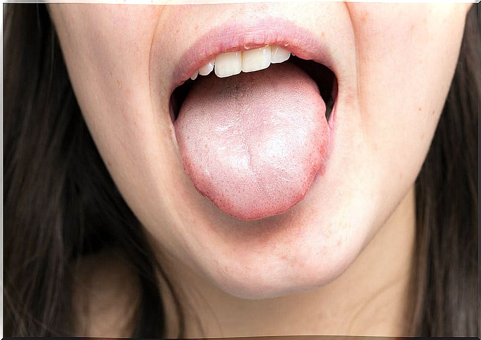 Woman sticking out her tongue