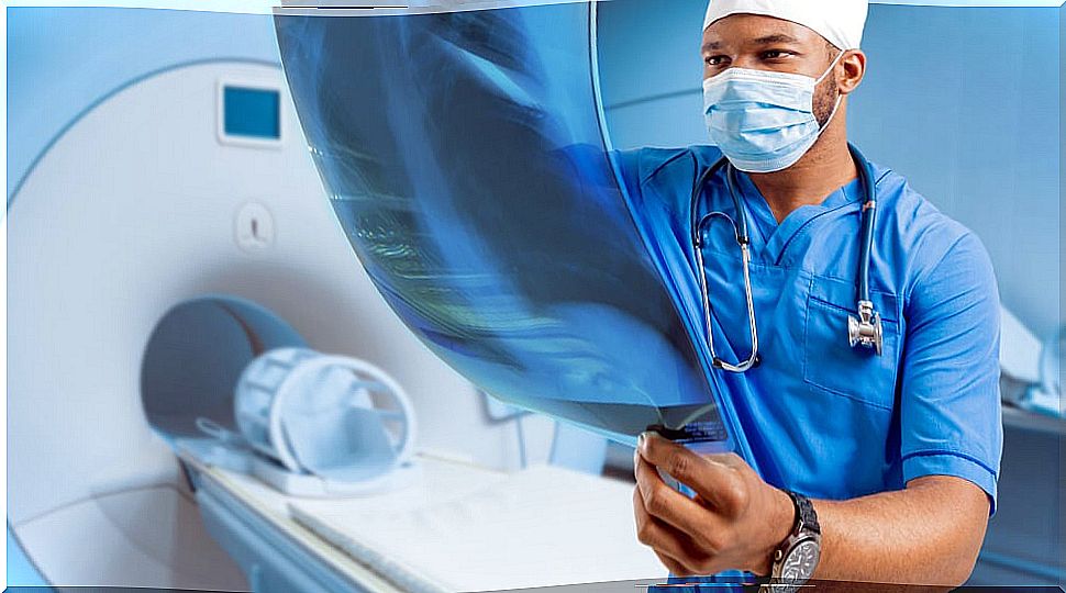 Doctor looking at a radiography