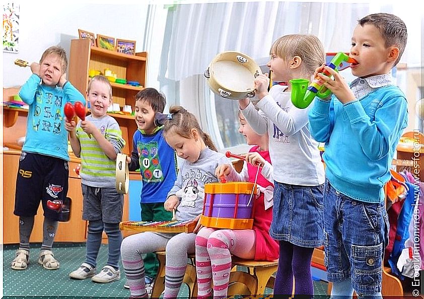 Creative children with instruments