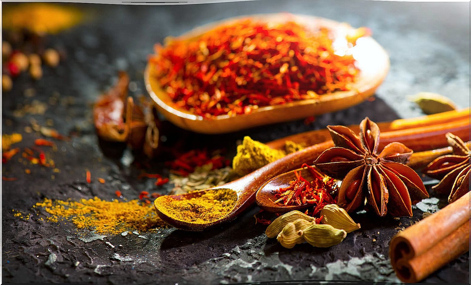 Saffron, anise and other spices.